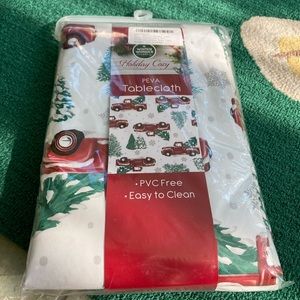 Vinyl Red Truck Tablecloth